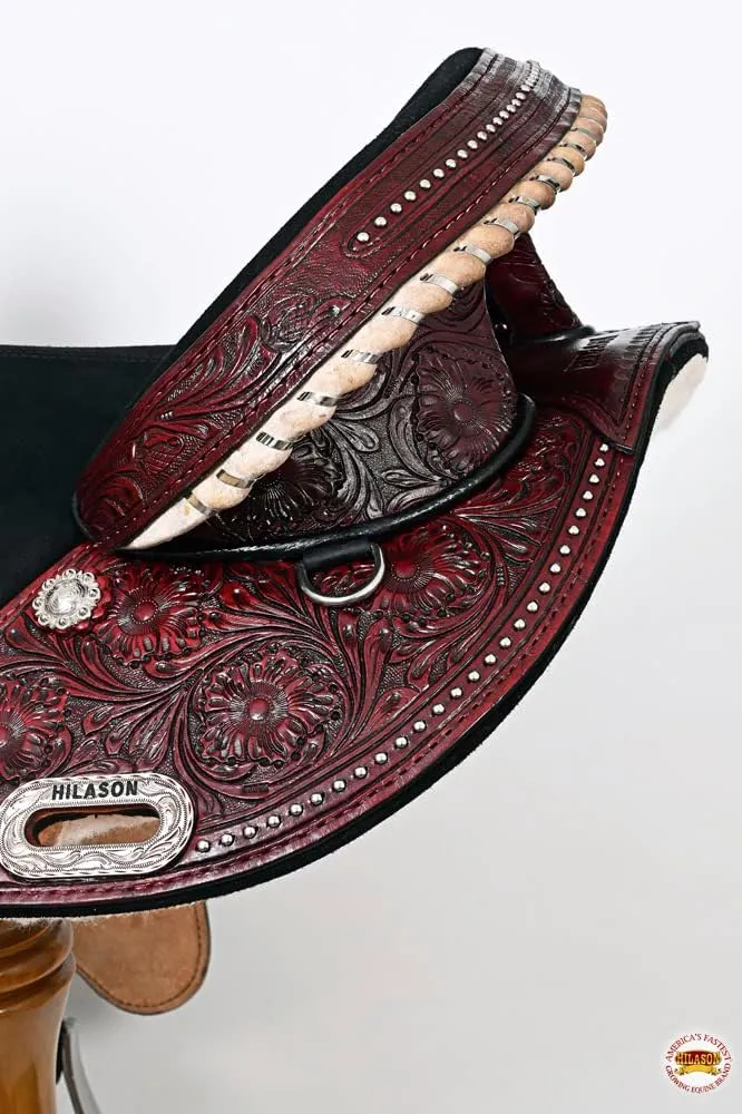 HILASON Western Horse Treeless Trail Barrel Saddle American Leather | Horse Saddle | Western Saddle | Treeless Saddle | Saddle for Horses | Horse Leather Saddle