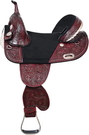 HILASON Western Horse Treeless Trail Barrel Saddle American Leather | Horse Saddle | Western Saddle | Treeless Saddle | Saddle for Horses | Horse Leather Saddle