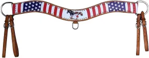 HILASON Western Horse Tripping Breast Collar Us Flag American Leather