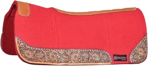 HILASON Western Wool Felt Horse Saddle Pad W/Distressed Wear Leather Hand Tooled | Felt Saddle Pad | Felt Saddle Pad for Horses | Western Felt Saddle Pad | Felt Horse Saddle Pad | Wool Felt Horse Pad