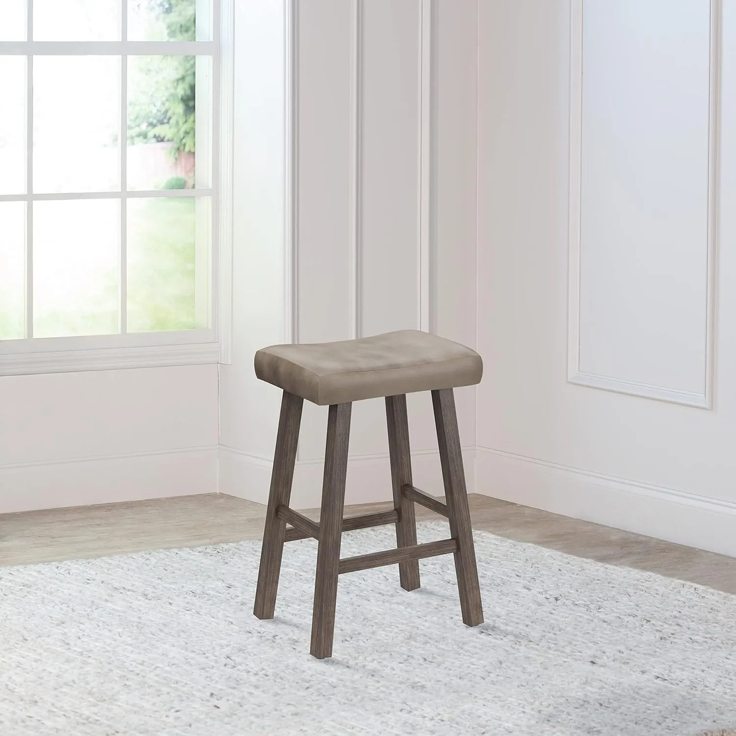 Hillsdale Furniture Saddle Counter Stool, Rustic Gray