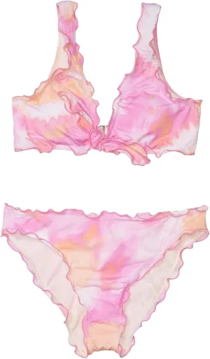 Hobie Girls' Bralette Top and Hipster Bikini Bottom Swimsuit Set
