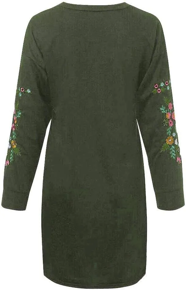 Holiday Party Dresses for Women 2024 Winter Fall Long Sleeve Crewneck Sweatshirt Dress Casual Aztec Ethnic Mini Dress