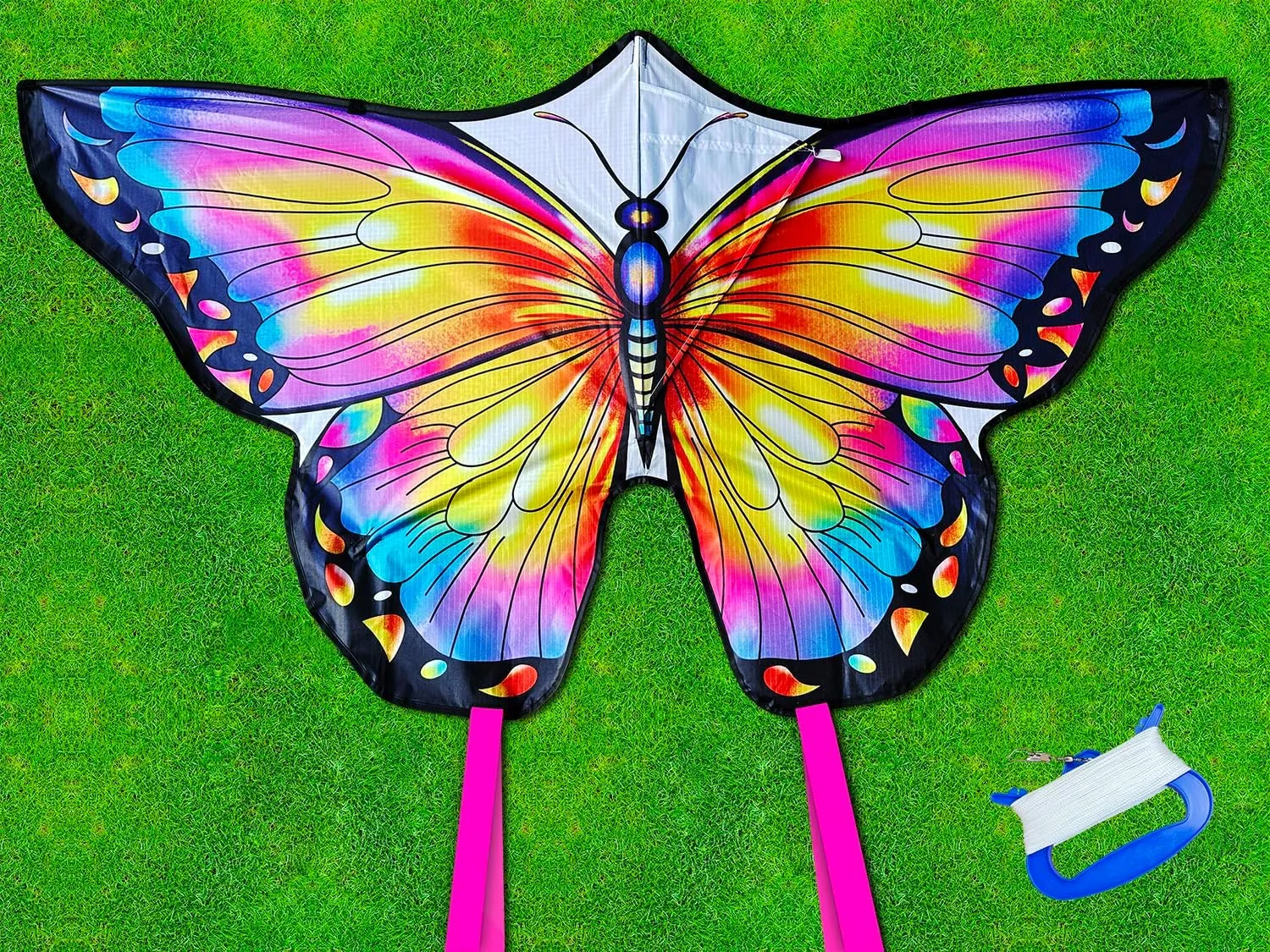 HONBO Butterfly Kites for Kids & Adults,55" x 28" Large Beginner Kite for Kids Ages 4-8,Easy to Fly for Beginners, Each Kite with 300ft Line Handle,Beach Kites for Outdoor Activities & Family Trip