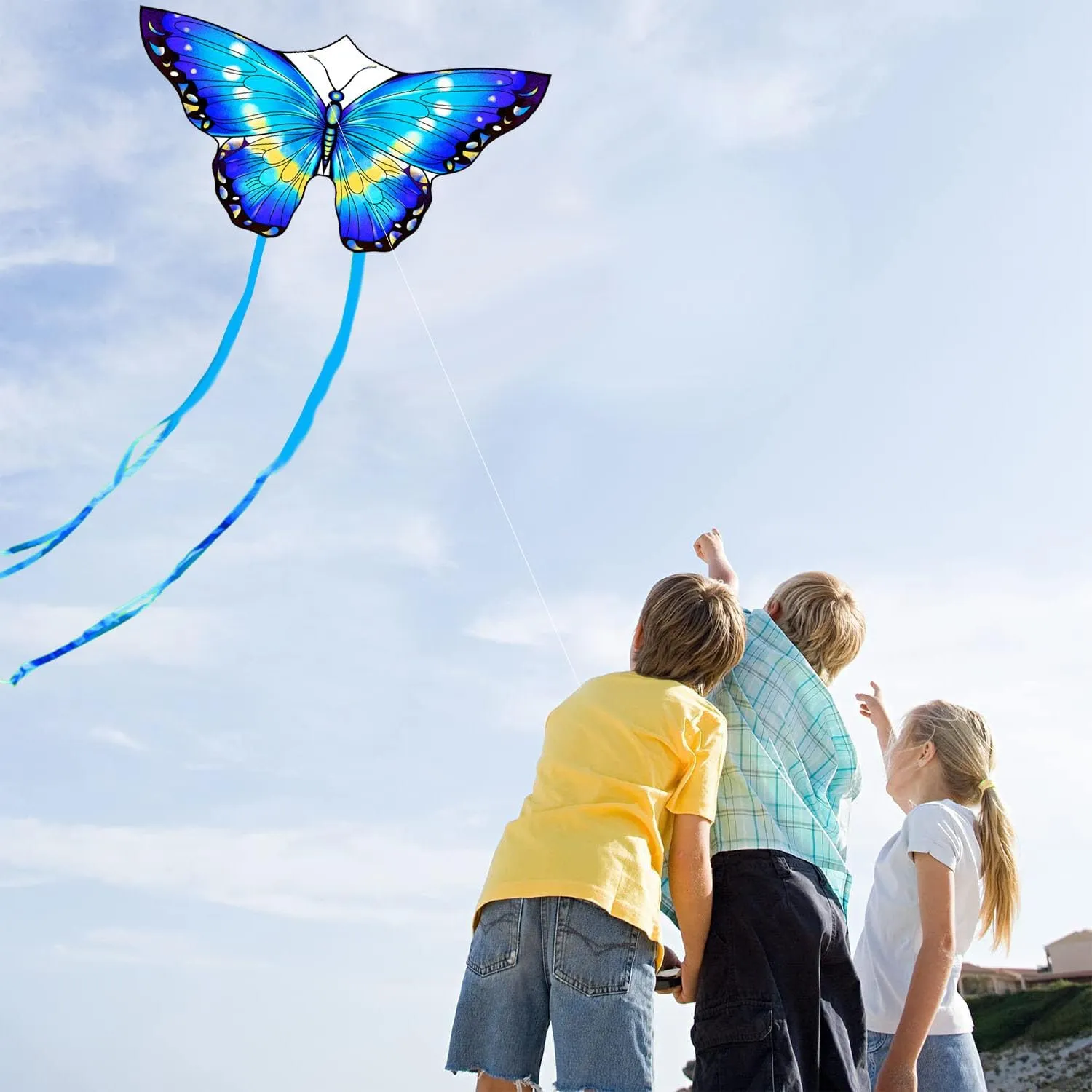 HONBO Butterfly Kites for Kids & Adults,55" x 28" Large Beginner Kite for Kids Ages 4-8,Easy to Fly for Beginners, Each Kite with 300ft Line Handle,Beach Kites for Outdoor Activities & Family Trip