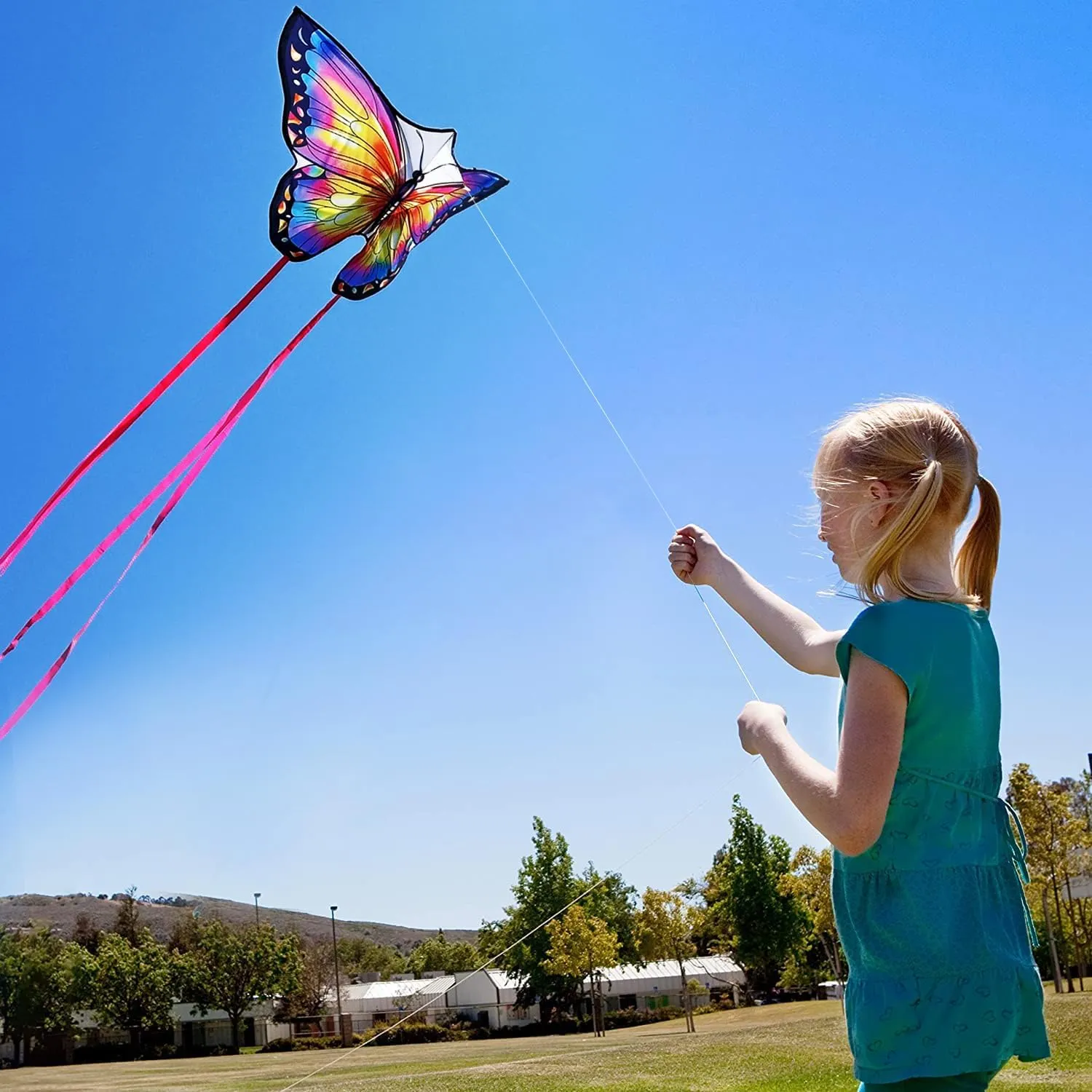 HONBO Butterfly Kites for Kids & Adults,55" x 28" Large Beginner Kite for Kids Ages 4-8,Easy to Fly for Beginners, Each Kite with 300ft Line Handle,Beach Kites for Outdoor Activities & Family Trip
