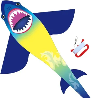 HONBO Large Shark Kites for Kids & Adults, Easy to Fly, Beginner Kite for Boys & Girls for Outdoor Game, Beach Trip, and 60 Meters String for Summer