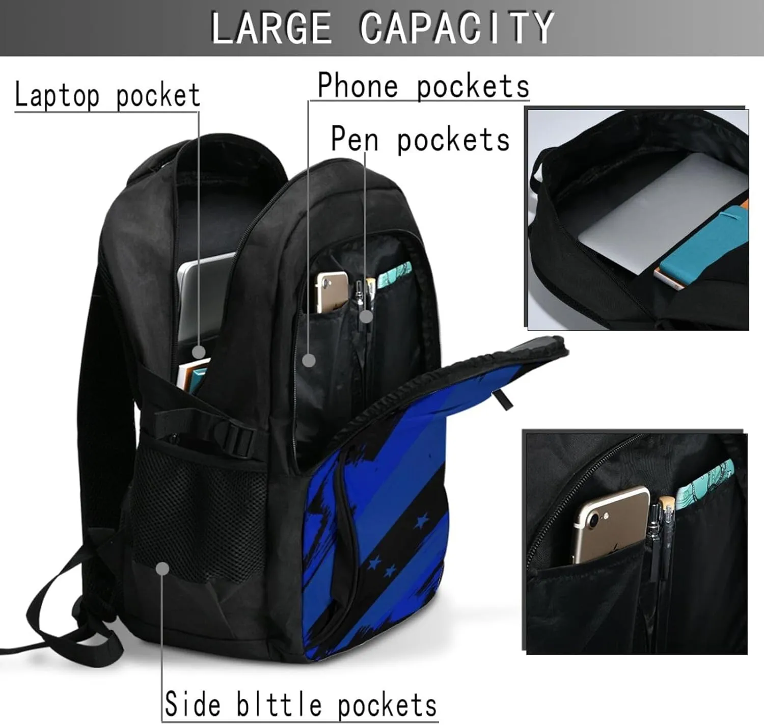 Honduran Flag Travel Backpacks Casual Backpack Large Capacity Laptop Rucksack Luggage Daypacks with USB Charging Port Multi-Pockets Bags for Hiking