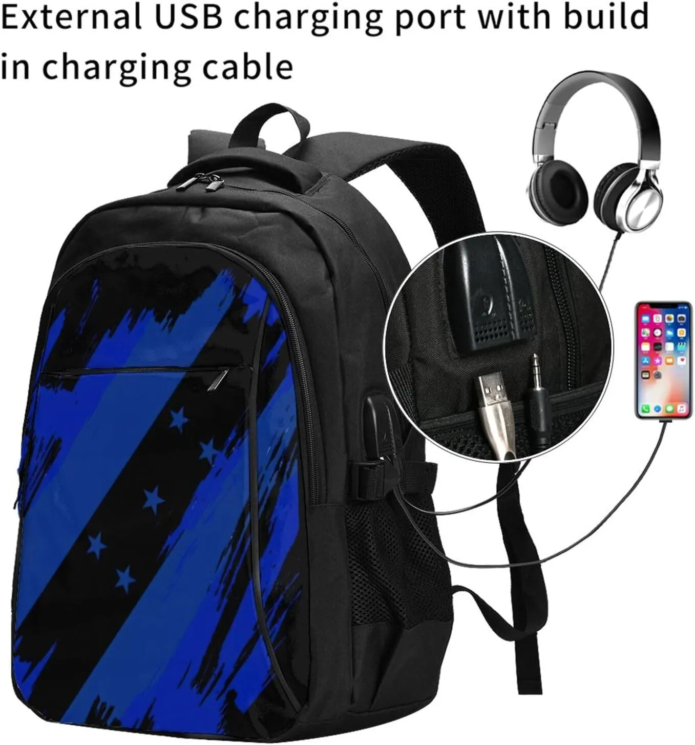 Honduran Flag Travel Backpacks Casual Backpack Large Capacity Laptop Rucksack Luggage Daypacks with USB Charging Port Multi-Pockets Bags for Hiking