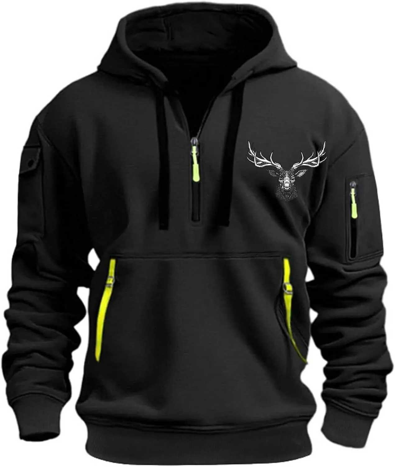 Hoodie for Men,Mens 1/4 Zip Pullover Vintage Graphic Western Hoodies Casual Long Sleeve Country Jackets with Pocket