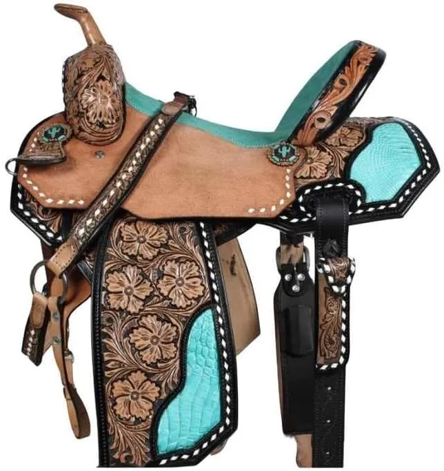 Horse Saddles Barrel Racing Western Wooden Tree Handmade Premium Leather Comfort Horses Trail Equestrian Tooled Carved Horse Saddle Riding Size: 10-18 inches Seat, KA08