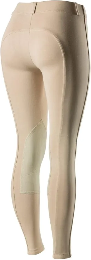 HORZE Ella Women's English Riding Pull-On Schooling Breeches with ALOS Leather Knee Patches | Size Charts in Images