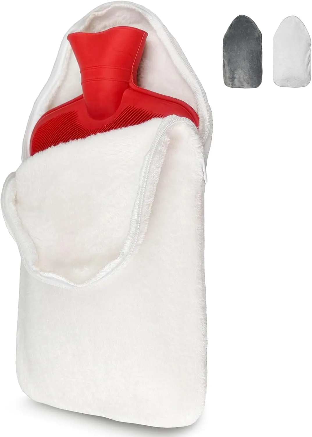 Hot Water Bottle with Cover, 3L Hot Water Bag, Rubber Hot Water Bottles for Pain Relief, Hot and Cold Compress, Menstrual Cramps Relief (White)