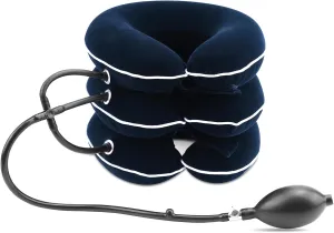Hotodeal Cervical Neck Traction Device, Neck Stretcher for Instant Neck Pain Relief,Inflatable & Adjustable Neck Support Brace,Blue White