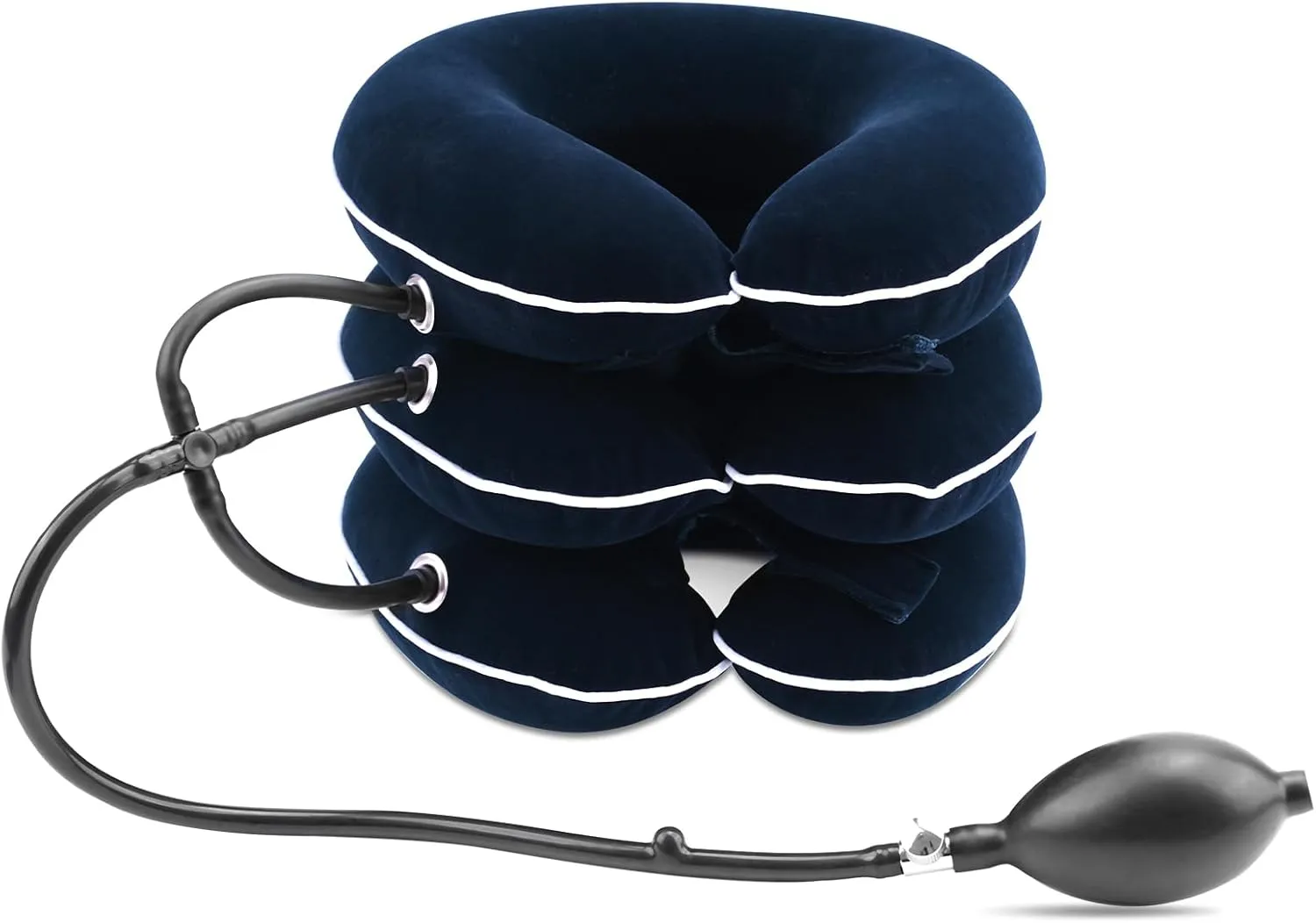 Hotodeal Cervical Neck Traction Device, Neck Stretcher for Instant Neck Pain Relief,Inflatable & Adjustable Neck Support Brace,Blue White