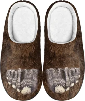 Howilath Cute Cartoon Pattern Unisex Flannel Slippers, Warm Breathable Cotton Shoes with Anti-skid Sole