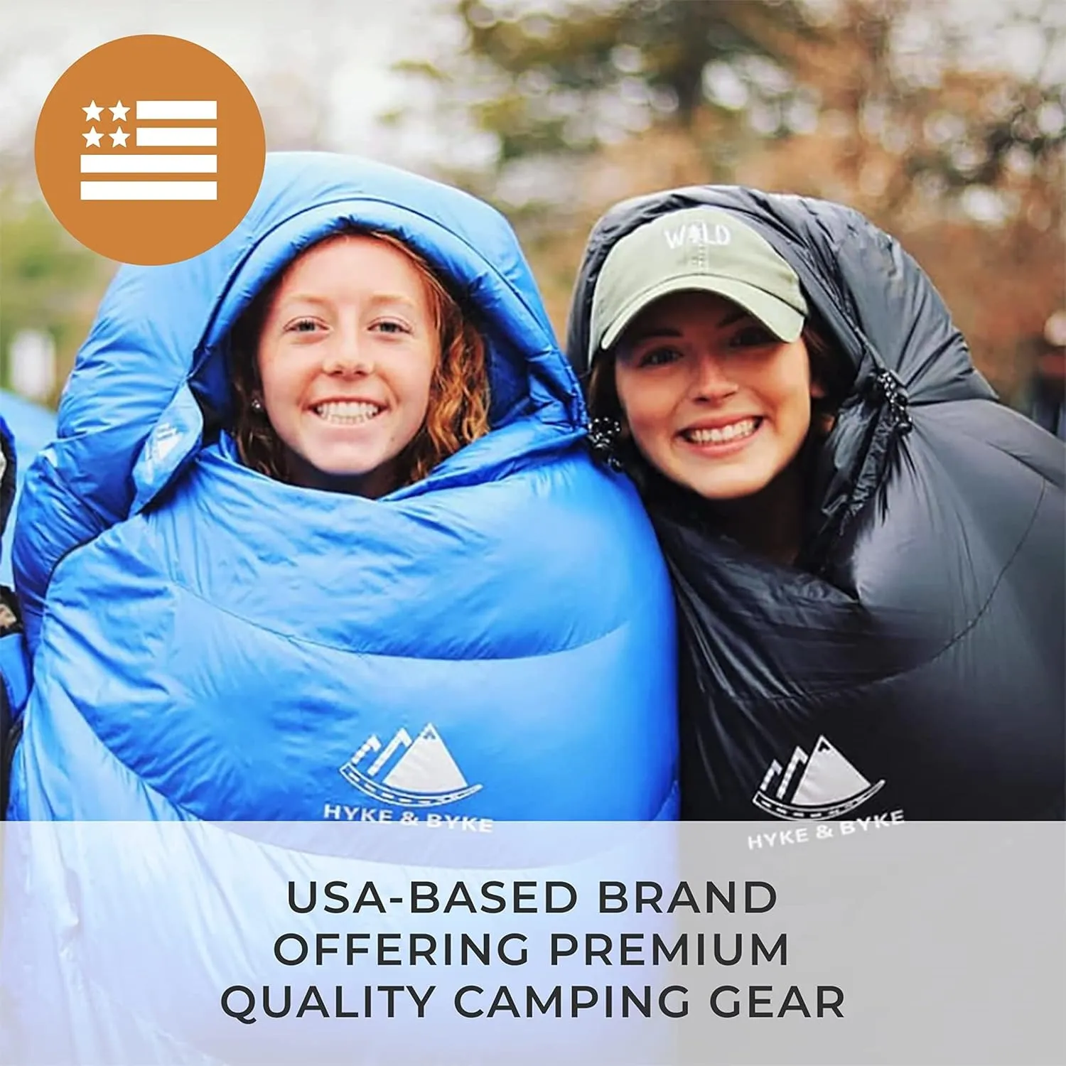 Hyke & Byke Shavano 32 F Hiking & Backpacking Sleeping Bag - 3 Season, 650FP Duck Down Sleeping Bag - Ultralight - Black - 78in - Regular