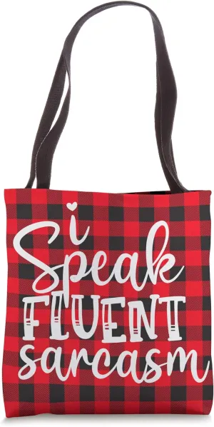 I Speak Fluent Sarcasm Funny Red Buffalo Plaid Tote Bag