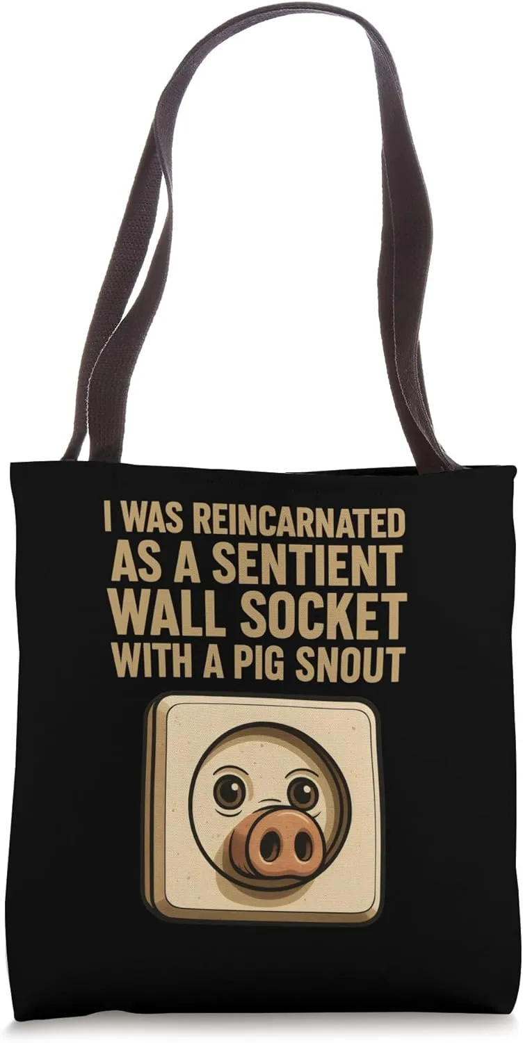 I Was Reincarnated as a Wall Socket Pig Tote Bag