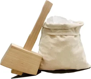 Ice Mallet and 2Pcs Lewis Bags Set for Ice Crushing-Wooden Hammer and Canvas Bag, Bar Tools, Bartender Kit, Kitchen Accessory