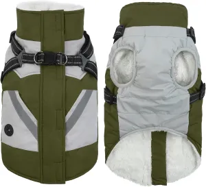 IECOii Dog Coats for Small Dogs Winter Harness Zip Up - Green,XSmall - Warm Fleece Lined Small Dog Winter Coat with D Ring,Waterproof Puppy Coats，Dog Snow Jackets Snowsuit Chihuahua Papillon Maltese