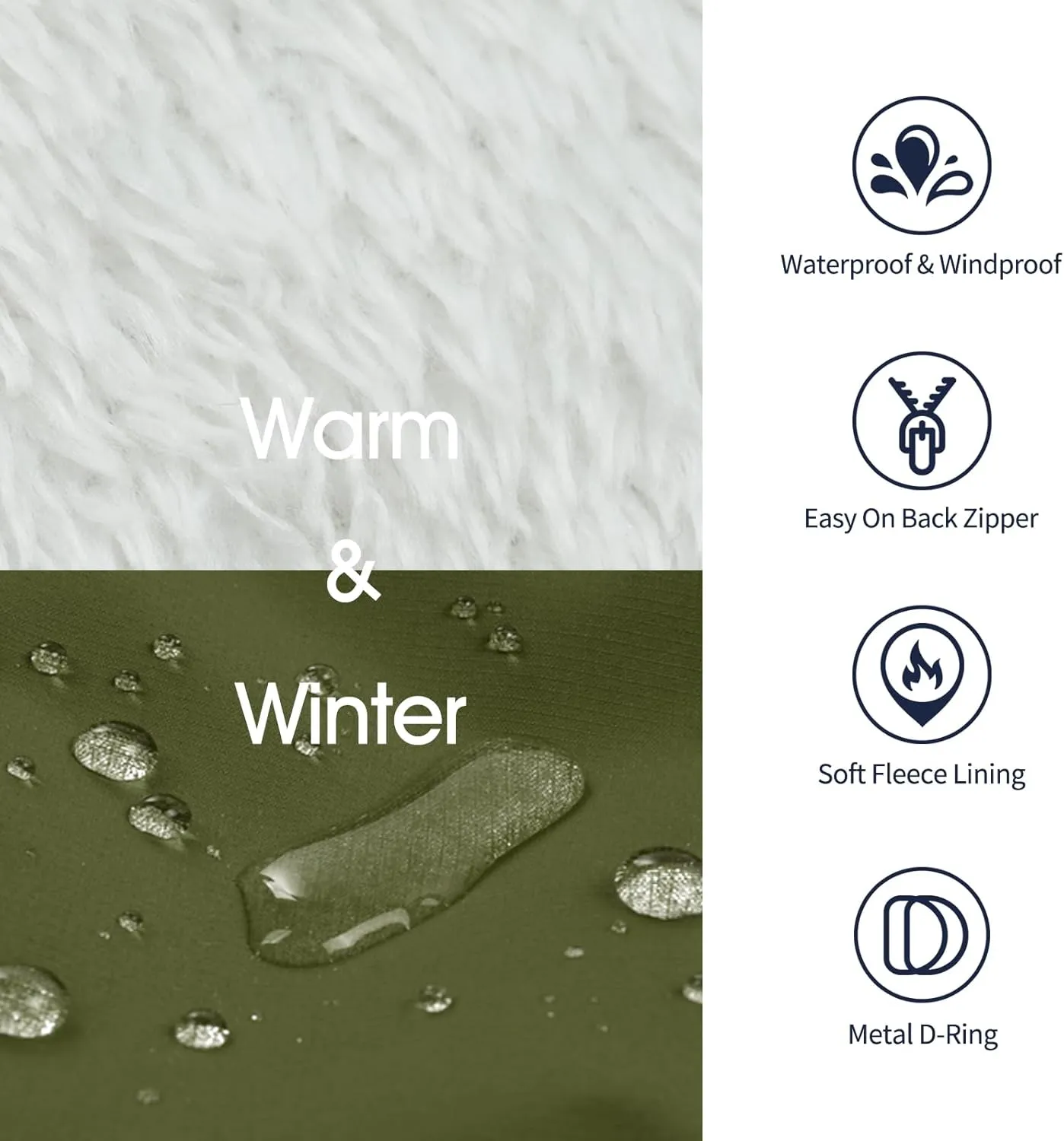 IECOii Dog Coats for Small Dogs Winter Harness Zip Up - Green,XSmall - Warm Fleece Lined Small Dog Winter Coat with D Ring,Waterproof Puppy Coats，Dog Snow Jackets Snowsuit Chihuahua Papillon Maltese