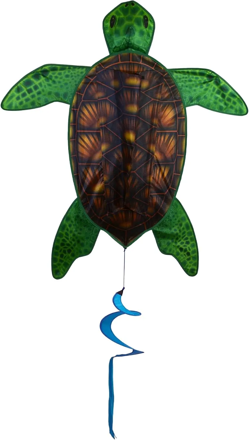 In the Breeze 3274 - Realistic Sea Turtle Kite - Fun, Easy Flying Kite,44" H x 40" W, 42" Twister Tail