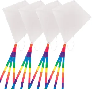 In the Breeze Coloring Diamond 20 Inch Kite - Single Line - Ripstop Fabric Kite - Includes Crayons, Kite Line and Bag - Creative Fun for Kids and Adults (4-Pack)