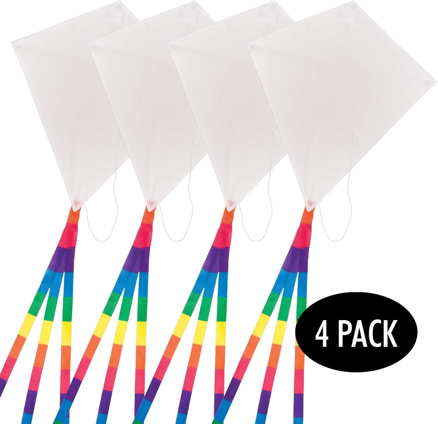In the Breeze Coloring Diamond 20 Inch Kite - Single Line - Ripstop Fabric Kite - Includes Crayons, Kite Line and Bag - Creative Fun for Kids and Adults (4-Pack)