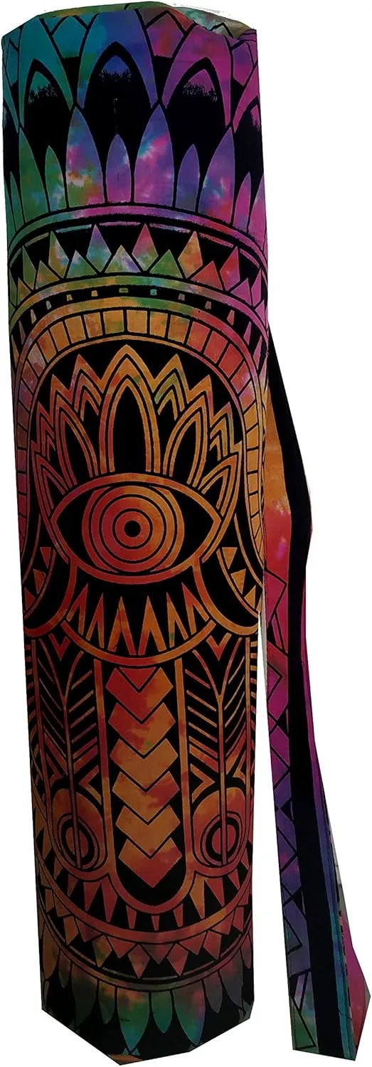 INDIAN CRAFT CASTLE ICC Yoga Mat Bag Carrier Full-Zip Exercise Yoga Mat Carry Bag for Women Men with Multi-Functional Storage Pockets and Adjustable Shoulder Strap 26X6 Inches