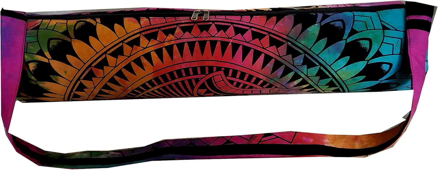 INDIAN CRAFT CASTLE ICC Yoga Mat Bag Carrier Full-Zip Exercise Yoga Mat Carry Bag for Women Men with Multi-Functional Storage Pockets and Adjustable Shoulder Strap 26X6 Inches