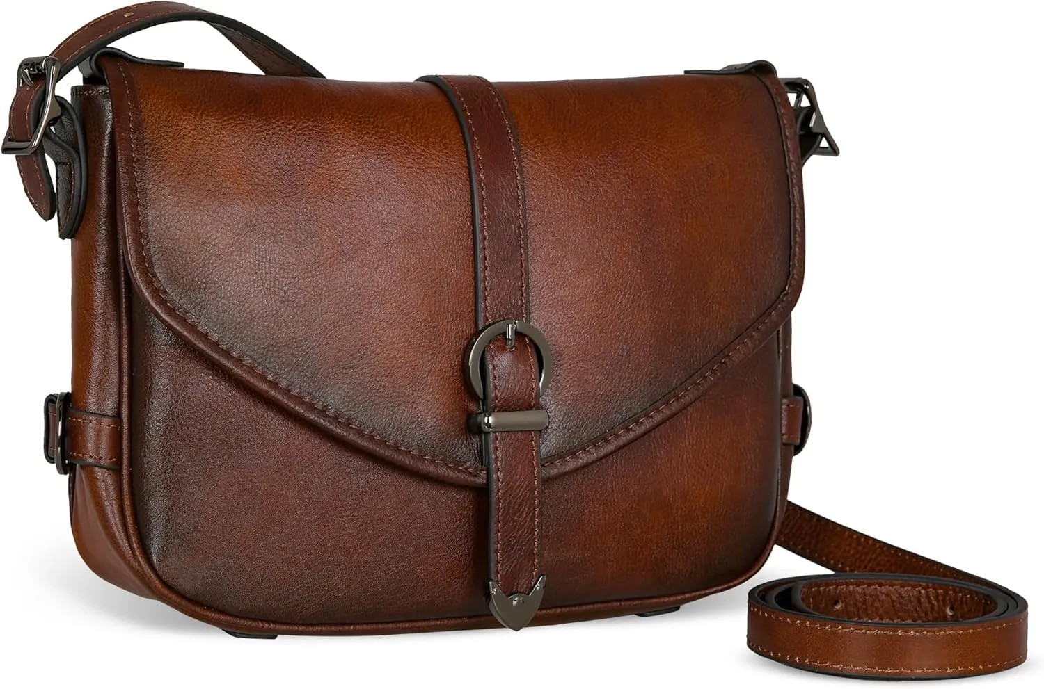 Iswee Leather Crossbody Bags for Women Designer Purse Shoulder Bag Medium Size Saddle Purse Travel