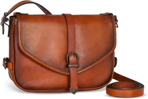 Iswee Leather Crossbody Bags for Women Designer Purse Shoulder Bag Medium Size Saddle Purse Travel