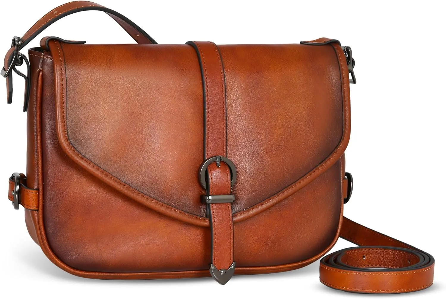 Iswee Leather Crossbody Bags for Women Designer Purse Shoulder Bag Medium Size Saddle Purse Travel