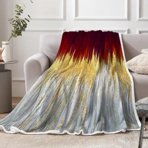 JAWO Red Golden Fleece Throw - Abstract Stripes Sherpa Blanket for Boys Teens Decor, Modern Fuzzy Blanket for Home, Sofas, Couches, Beds, Chairs 50x60