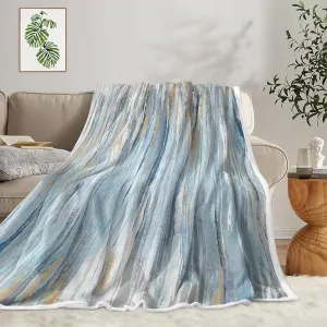 JAWO Throw Blanket, light blue Blankets Abstract Soft Fleece Blankets for Couch Sofa Bedroom, Morden Navy Blue Cooling blanket for Women Girls Gifts, 50X60