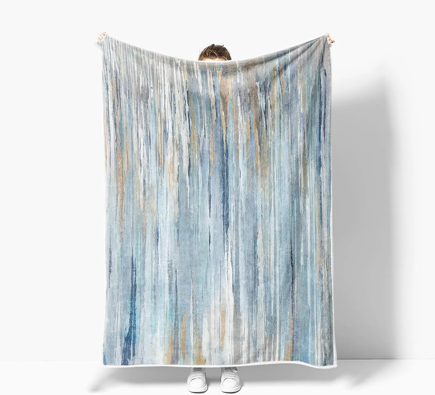 JAWO Throw Blanket, light blue Blankets Abstract Soft Fleece Blankets for Couch Sofa Bedroom, Morden Navy Blue Cooling blanket for Women Girls Gifts, 50X60