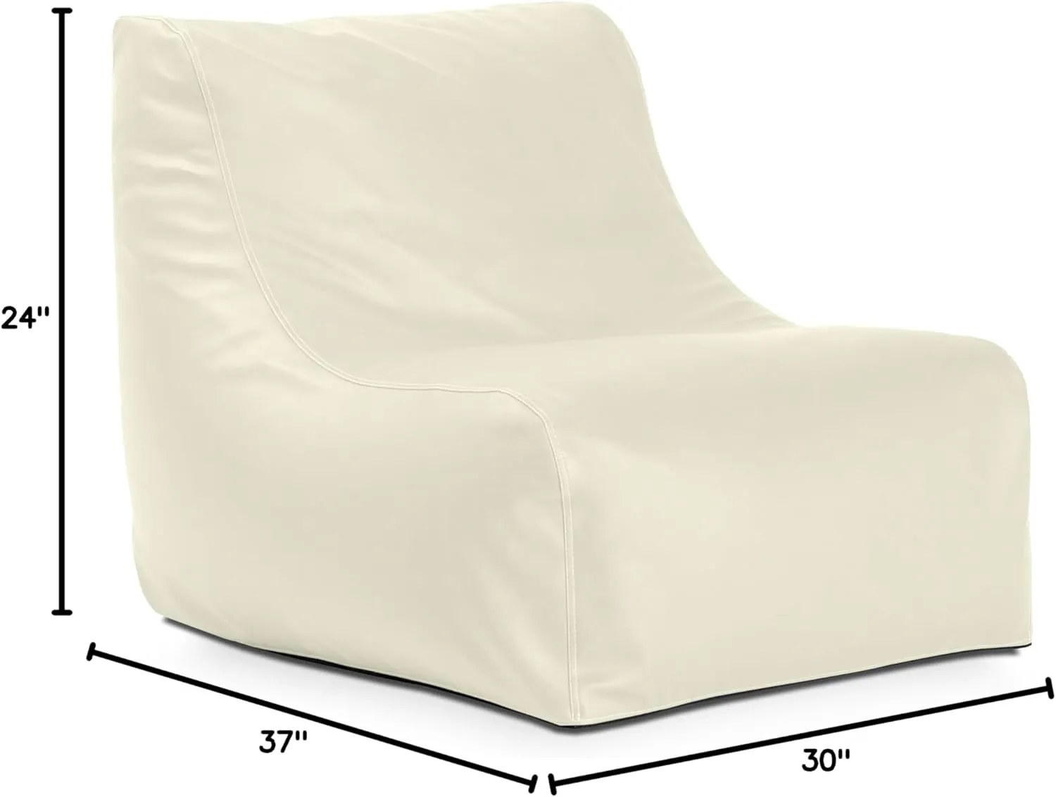 Jaxx Ponce Nautical Edition - Casual Bean Bag Seating for Boat, Yacht & Watersports - Marine Vinyl White