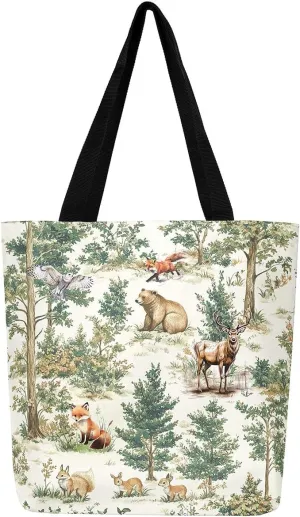 jejeloiu Horse Canvas Tote Bags 15"x19" Cowboy Cactus Boho Succulent Green Plants Large Capacity Shoulder Handbags
