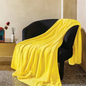 JIAHANNHA Yellow Fleece Throw Blanket 50"x60" for Adults, Super Soft Cozy Plush Velvet Throw Blanket for Couch Sofa Bed,Warm and Lightweight
