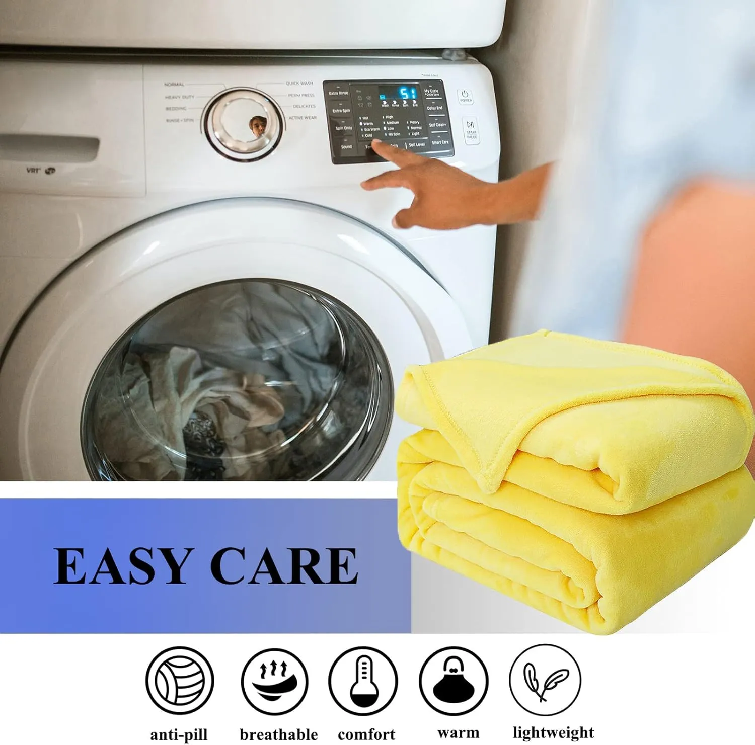 JIAHANNHA Yellow Fleece Throw Blanket 50"x60" for Adults, Super Soft Cozy Plush Velvet Throw Blanket for Couch Sofa Bed,Warm and Lightweight