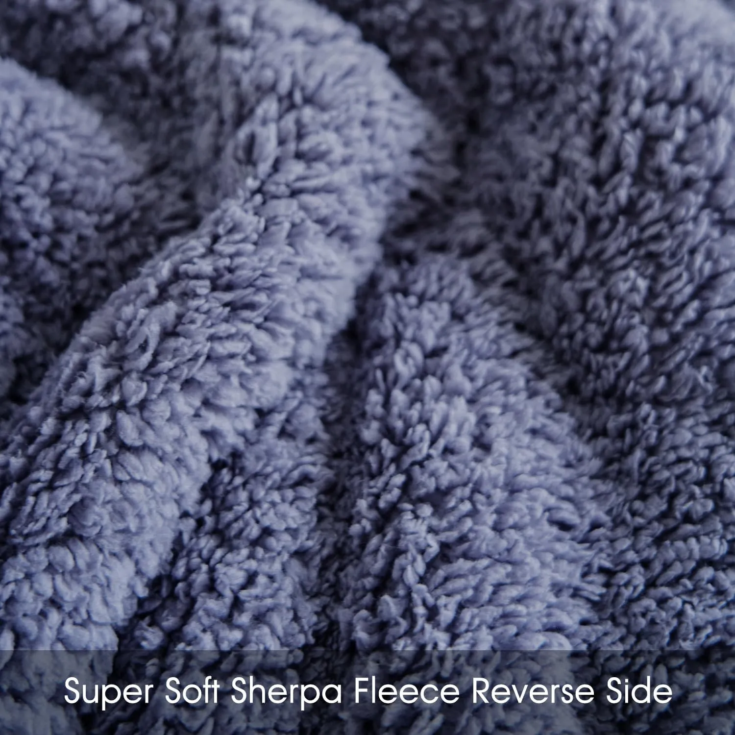JML Luxury Sherpa Flannel Blanket 3-Piece, 3-Ply Winter Warm Bed Blanket with 2 Pillow Shams (Kintted Slate, King (79"x91"))