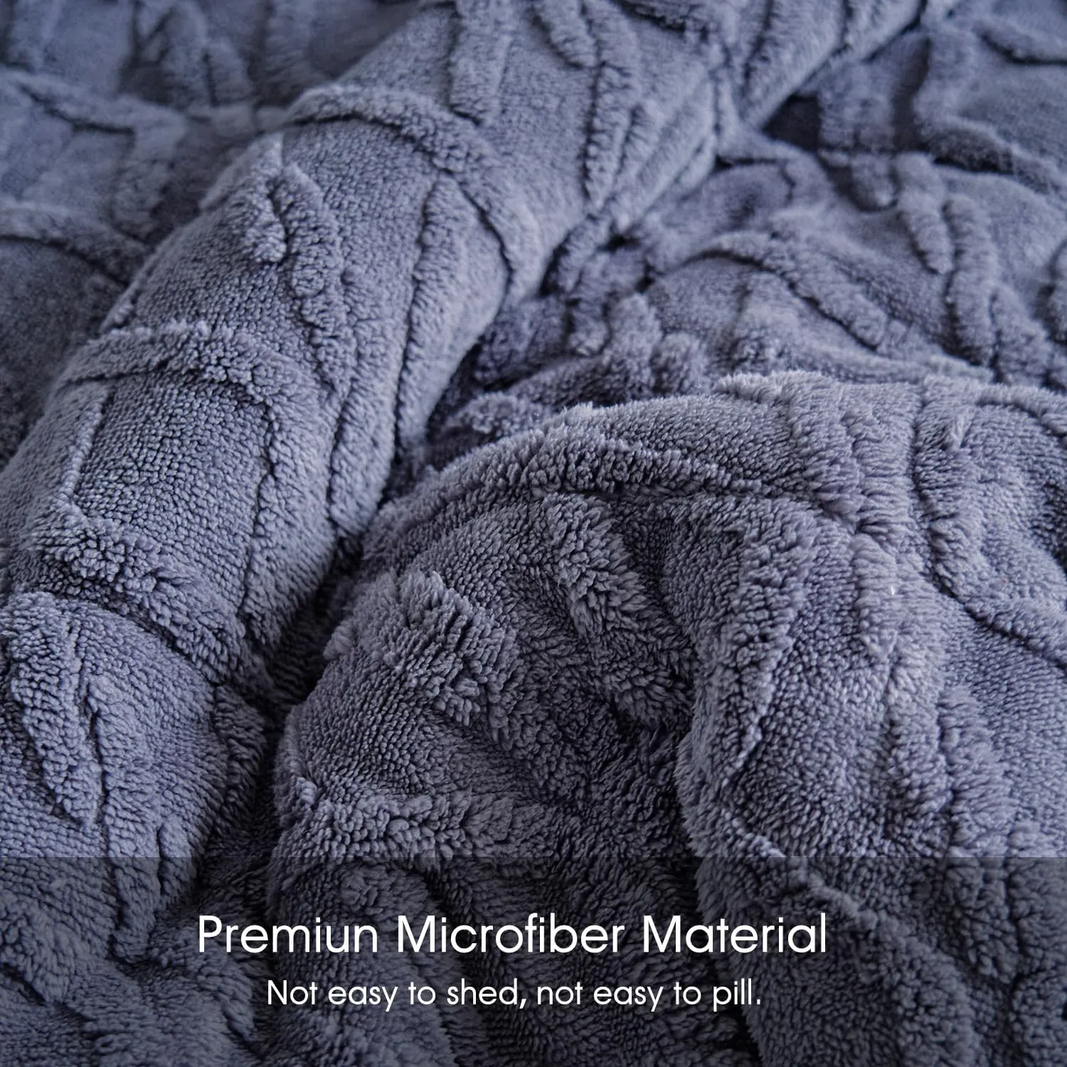 JML Luxury Sherpa Flannel Blanket 3-Piece, 3-Ply Winter Warm Bed Blanket with 2 Pillow Shams (Kintted Slate, King (79"x91"))