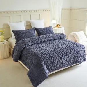 JML Luxury Sherpa Flannel Blanket 3-Piece, 3-Ply Winter Warm Bed Blanket with 2 Pillow Shams (Kintted Slate, King (79"x91"))