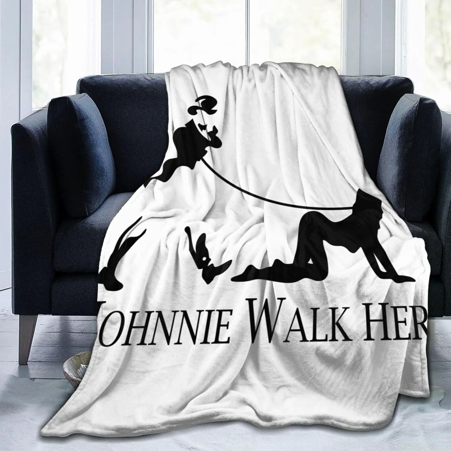 Johnnie Come and Walker Throw Blanket Plush Cozy Warm Breathable Flannel Blankets for Home Outdoor Decorative Comfy Sofa All Season 60"x50"