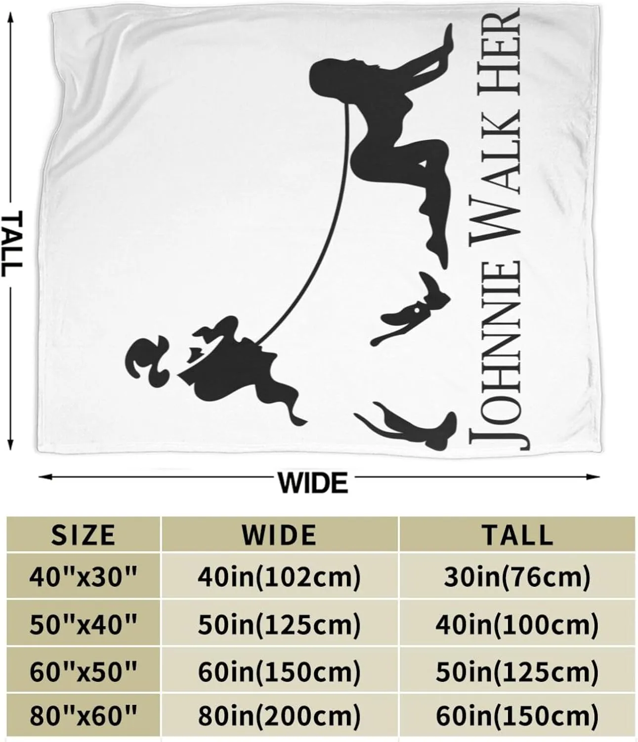 Johnnie Come and Walker Throw Blanket Plush Cozy Warm Breathable Flannel Blankets for Home Outdoor Decorative Comfy Sofa All Season 60"x50"