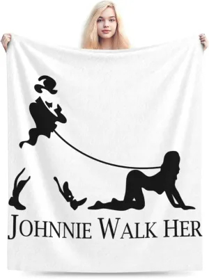 Johnnie Come and Walker Throw Blanket Plush Cozy Warm Breathable Flannel Blankets for Home Outdoor Decorative Comfy Sofa All Season 60"x50"