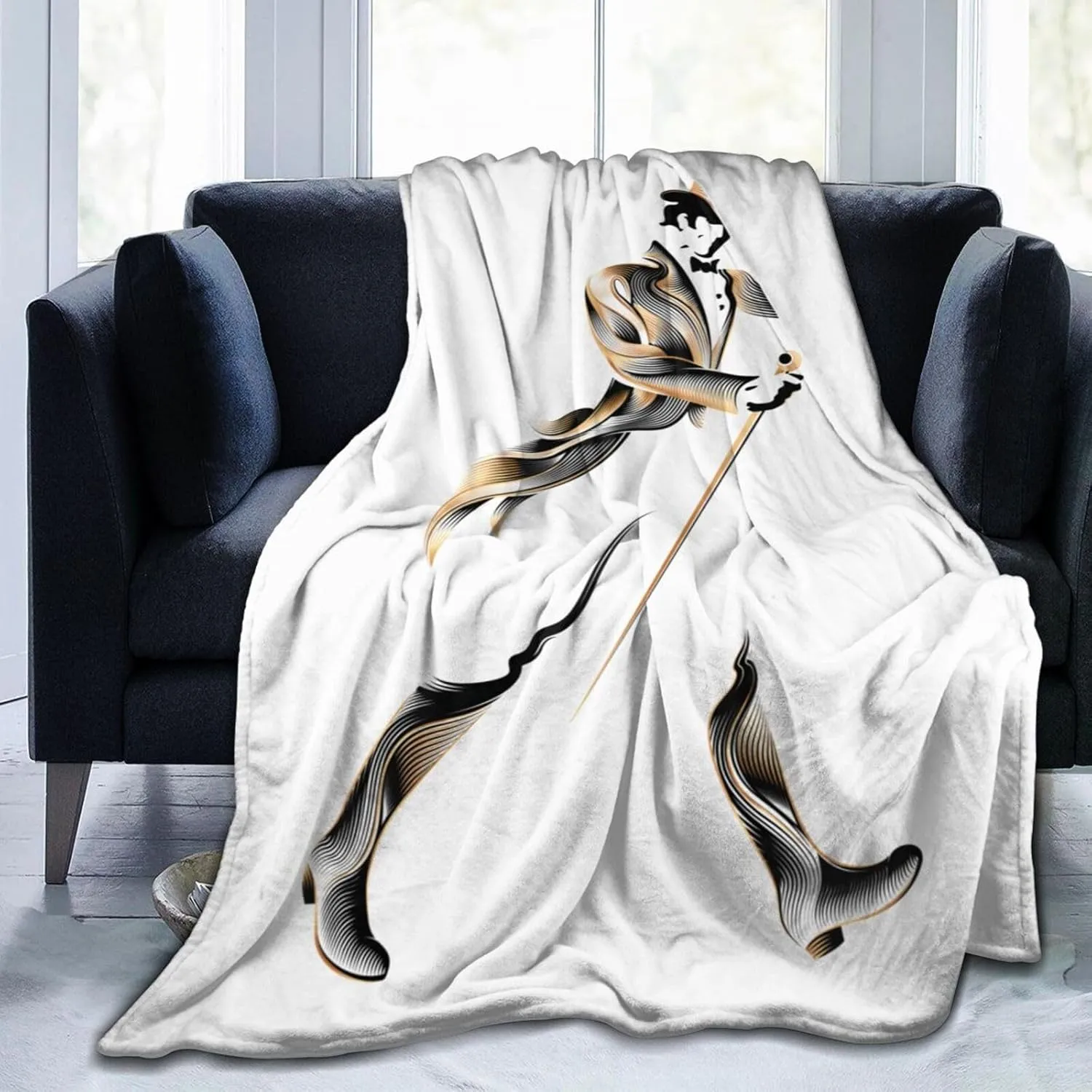 Johnnie Come and Walker Throw Blanket Plush Cozy Warm Breathable Flannel Blankets for Home Outdoor Decorative Comfy Sofa All Season 80"x60"