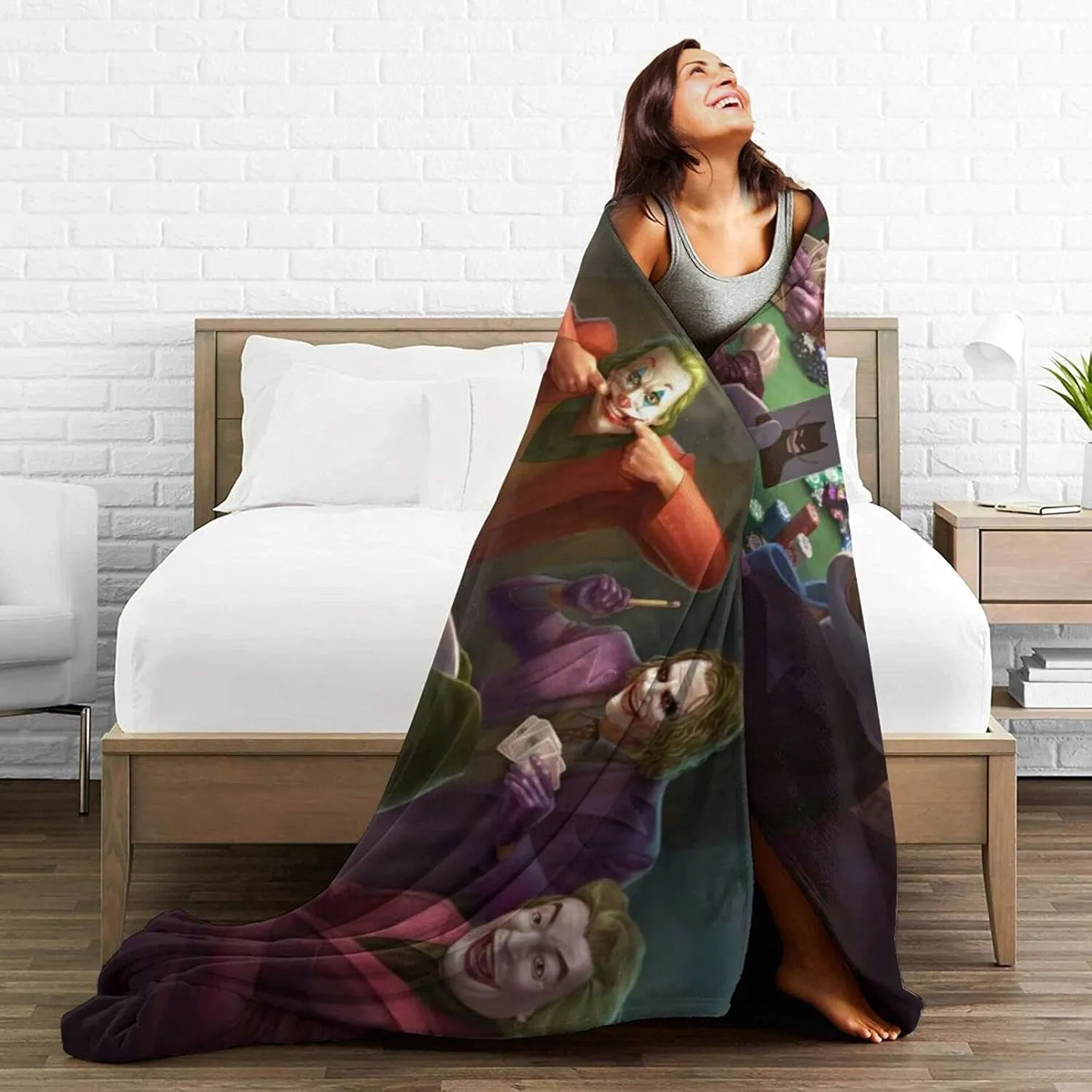 Jokers Blanket Throw Blankets Ultra Soft Flannel Lightweight Throws for Couch, Bed, Plush Fuzzy Flannel Microfiber Warm Thermal Blanket All Seasons Use 80"x60"