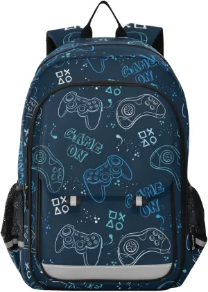Joystick Video Game Backpack School Bag Lightweight Laptop Backpack Student Travel Daypack with Reflective Stripes